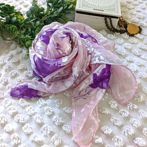 Pink Floral Silk Scarf